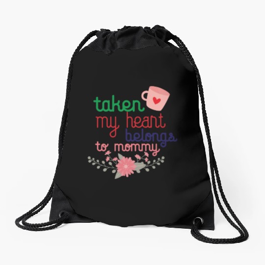 my heart belongs to mommy Drawstring Bags