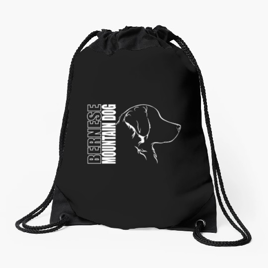Funny Bernese Mountain Dog Profile dog mom Drawstring Bags