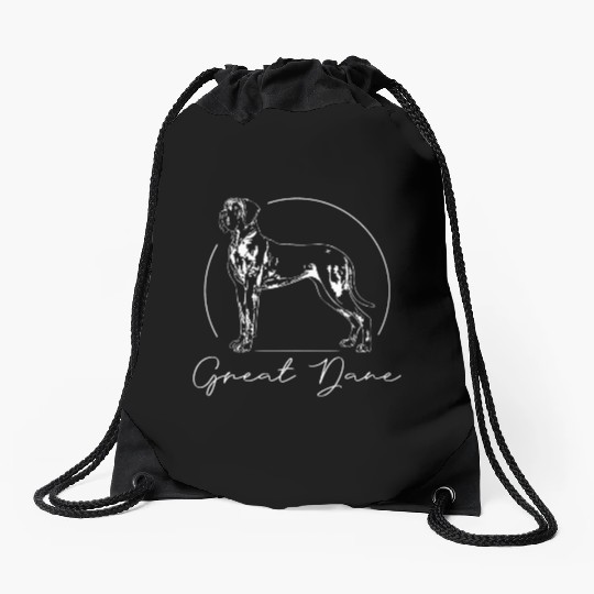 Great Dane portrait dog mom Drawstring Bags