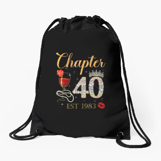Chapter 40 Years EST 1983 40th Birthday Drawstring Bags