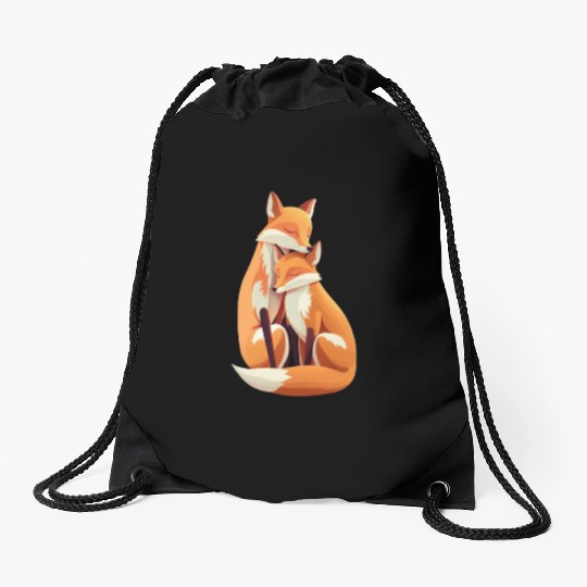 Fox forest animal foxes siblings bro sis nature Drawstring Bags