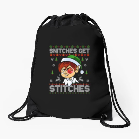 Warrior 12 Snitches Get Stitches Drawstring Bags