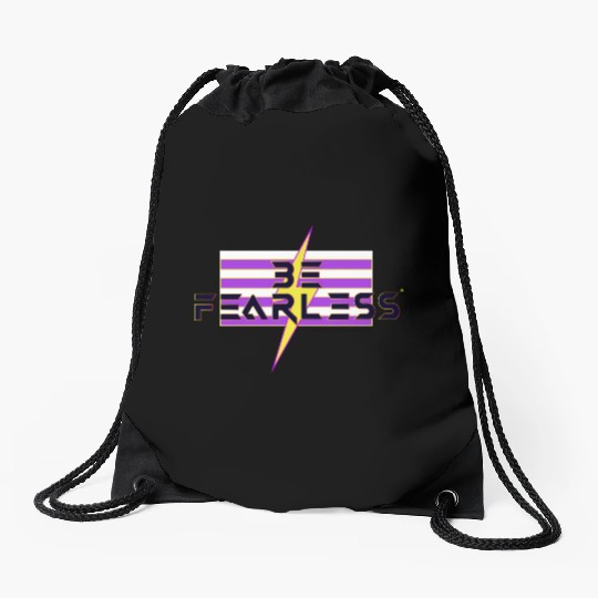 Be Fearless Flag w/Bolt (white text) Drawstring Bags