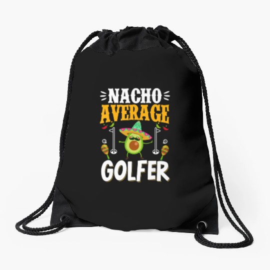 Cinco de Mayo Nacho Average Golfer Golfing Mexican Drawstring Bags