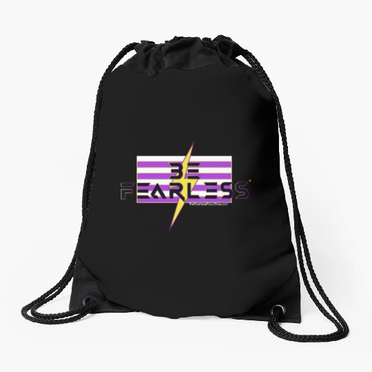 Be Fearless Flag w/Bolt (white text) Drawstring Bags