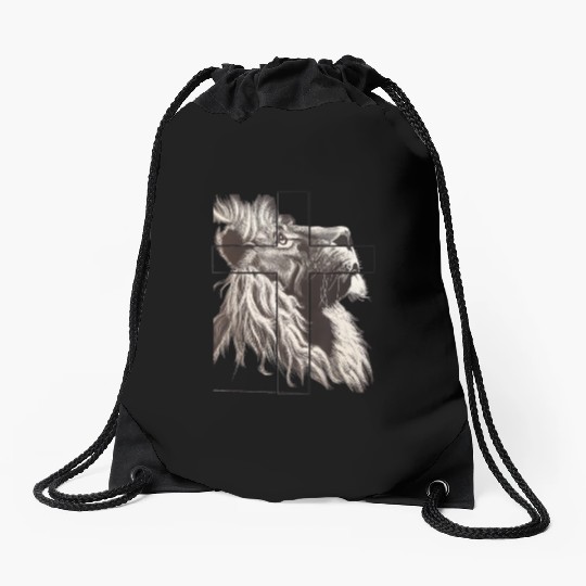 Lion Love Cross God Savior Church Christian Gift C Drawstring Bags
