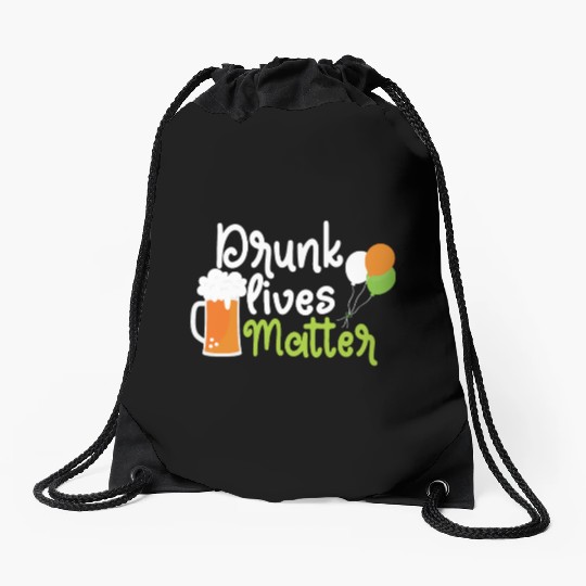 drunk lives matter Drawstring Bags