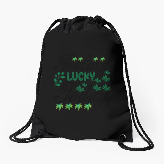 feeling lucky today Drawstring Bags
