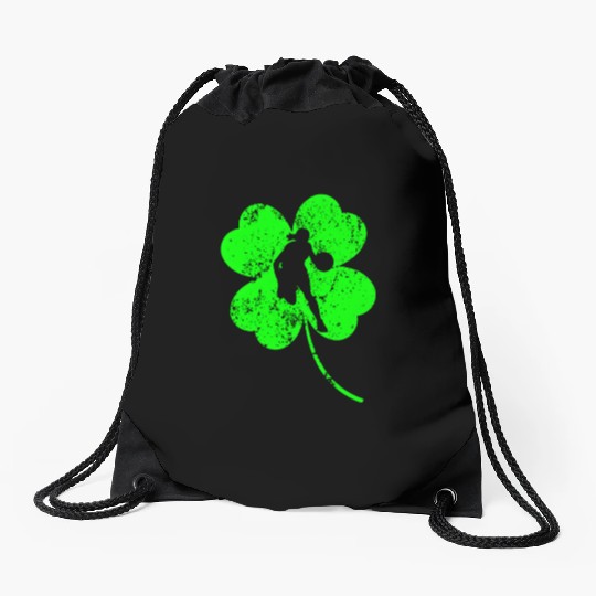 Basketball St. Patrick's day shamrock Drawstring Bags