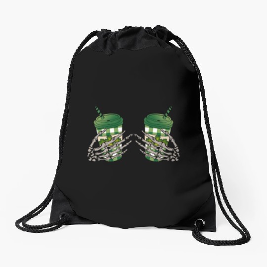 Skeleton Hand Patricks day Graphics Drawstring Bags