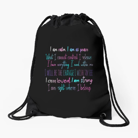 "I am" Self Love Mantra Drawstring Bags