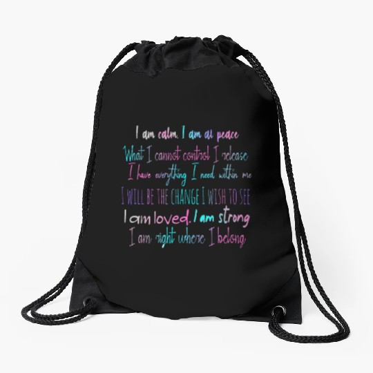 "I am" Self Love Mantra Drawstring Bags