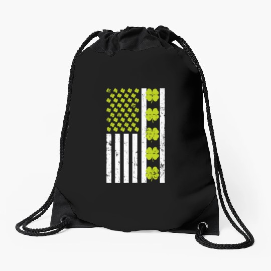 United States Shamrock St. Patrick's Day Drawstring Bags