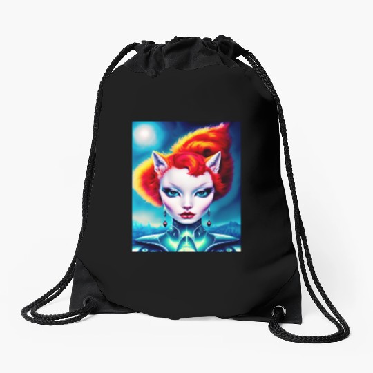 "Alien Cat Woman" Drawstring Bags