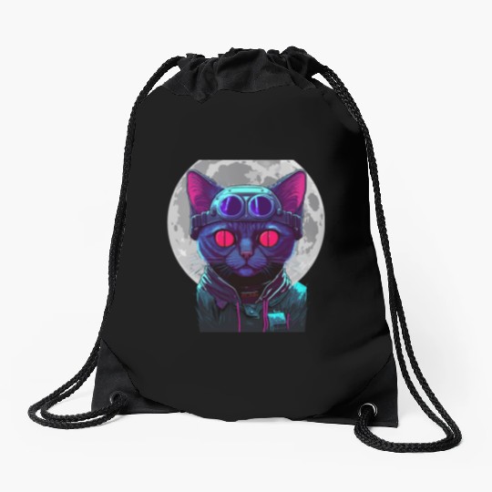 SPACE CAT 1 Drawstring Bags