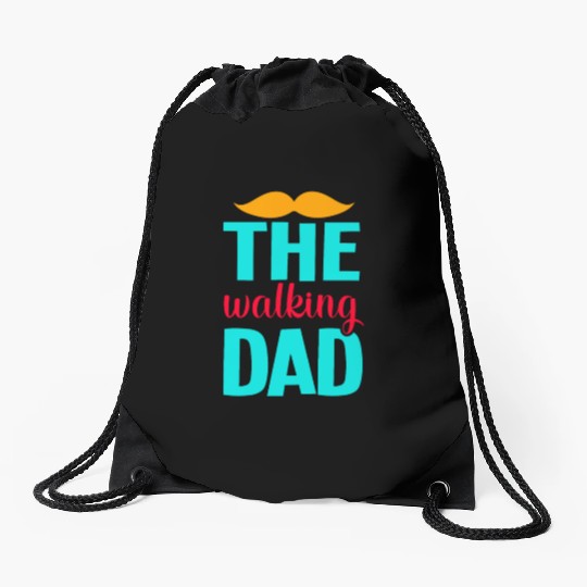 The walking dad Drawstring Bags