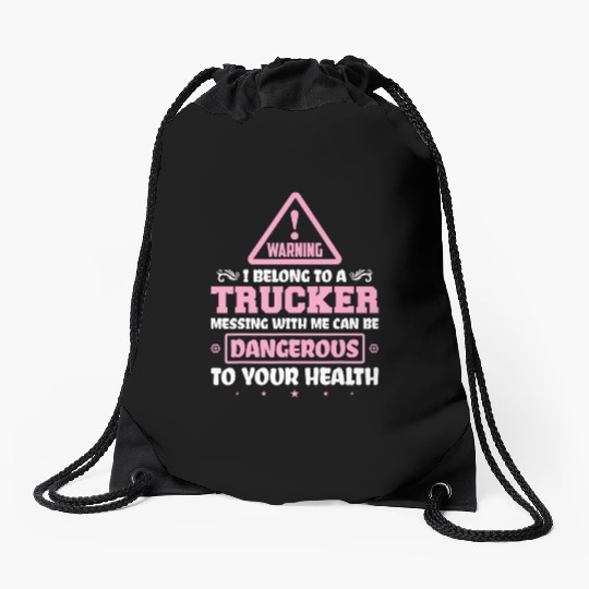 Truck Driver I Love My Trucker Wife Girlfriend Gir Drawstring Bags