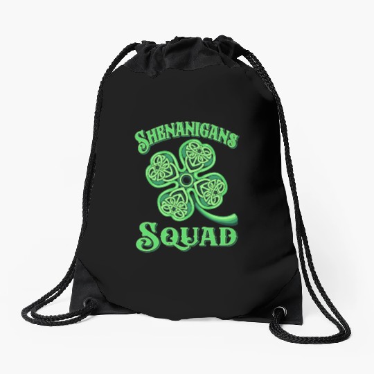 Shenanigans Squad Funny St Patricks Day Drawstring Bags
