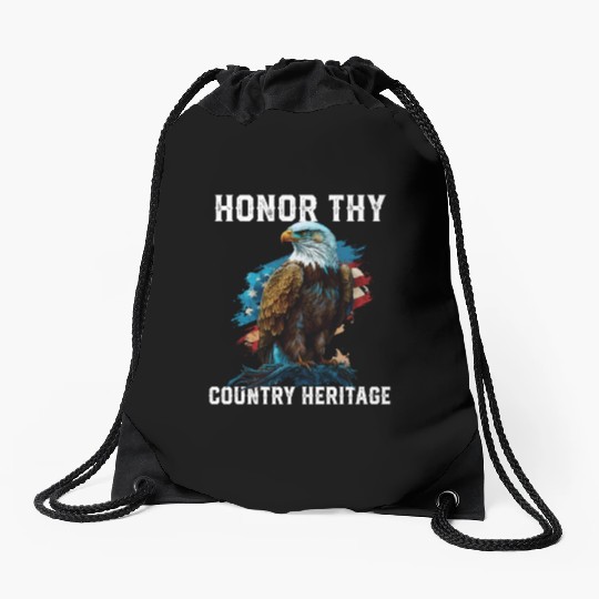 Honor Thy Country Heritage American Bald Eagle Drawstring Bags