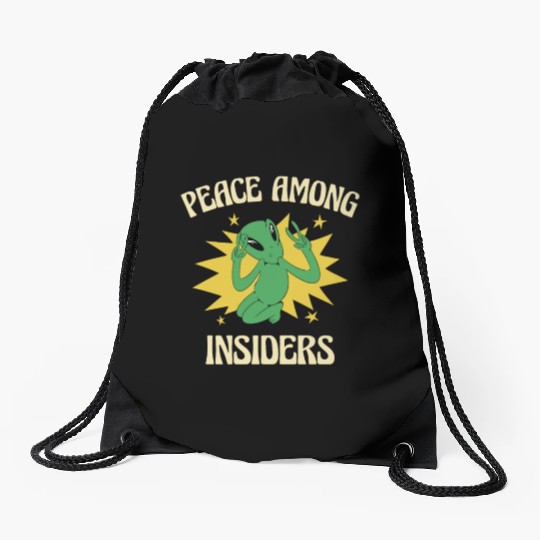 Alien Peace Alien Head Martian Space Outsider Drawstring Bags