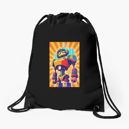 super hero cartoon iron man robot Drawstring Bags
