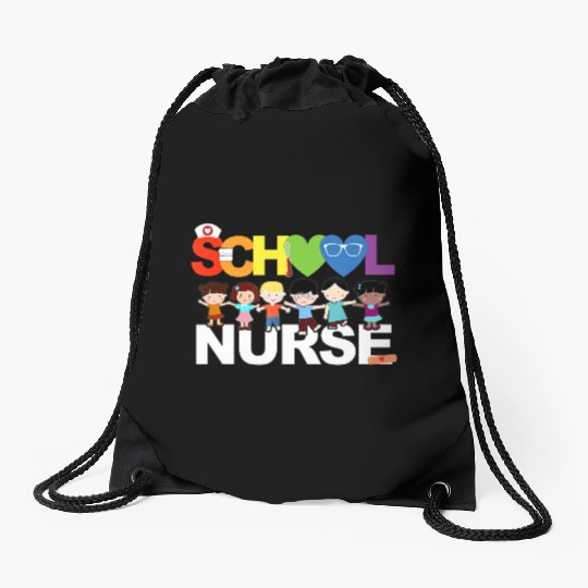 Elementary School Registered Nurse Back To School Drawstring Bags