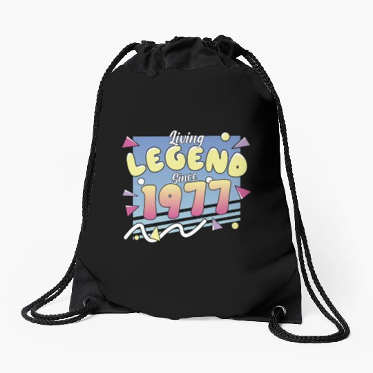 Living Legend Since 1977, 80s Themed Birthday Drawstring Bags
