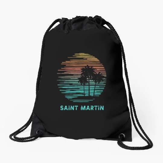 Saint Martin Cool Souvenir Vacation Artistic Drawstring Bags