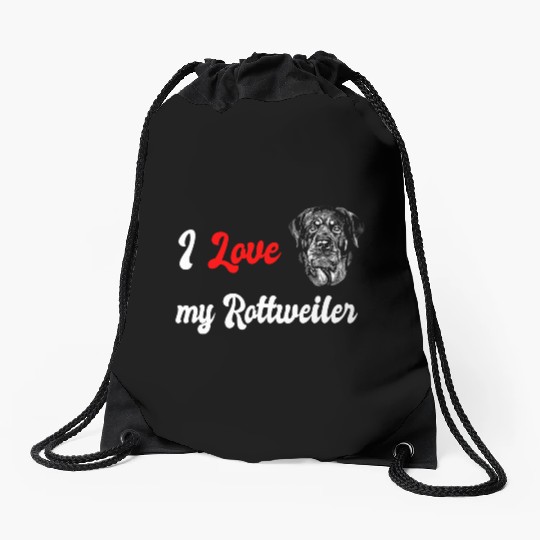 I love my Rottweiler dog design Drawstring Bags