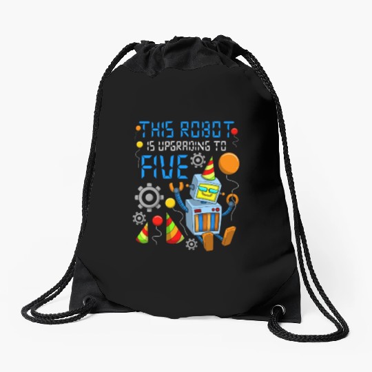 Robot Birthday Outfit Boy 5th Robot Birthday Party Drawstring Bags