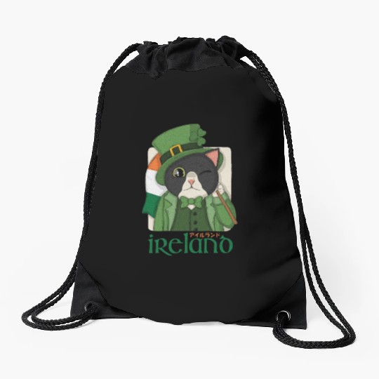Ireland Tuxedo Cat Drawstring Bags
