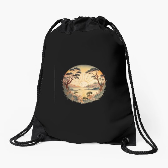Japanese Sunset Fine Art Drawstring Bags