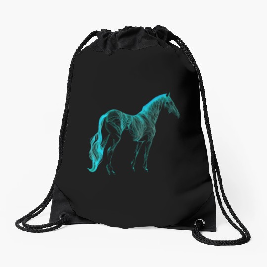 Turquoise Equestrian Art Horse Lover Western Rodeo Drawstring Bags