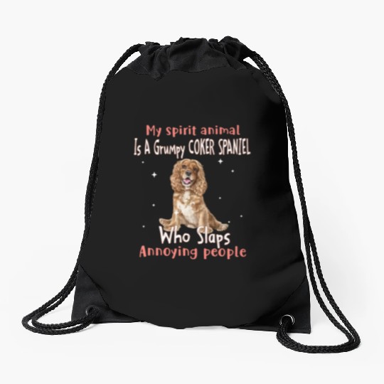 My Spirit animal Is A Grumpy Coker Spaniel Drawstring Bags