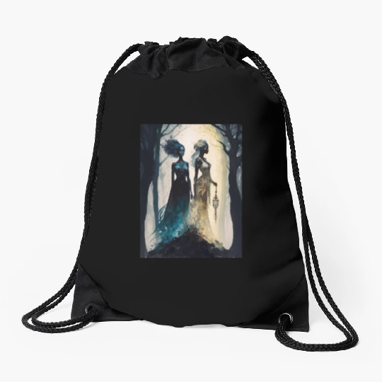 Black Nature Goddess - African American, Woodland Drawstring Bags