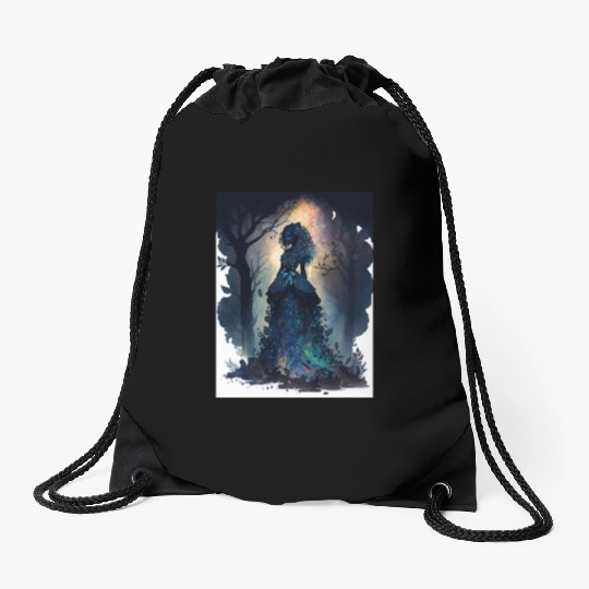 Black Nature Goddess - African American, Woodland Drawstring Bags