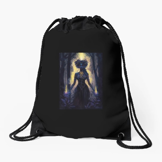 Black Nature Goddess - African American, Woodland Drawstring Bags