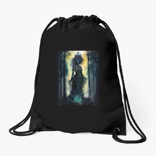 Black Nature Goddess - African American, Woodland Drawstring Bags