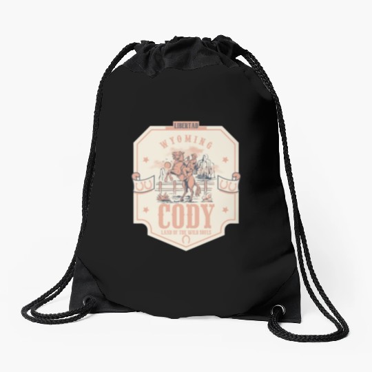 Cody wyoming wild west town Drawstring Bags