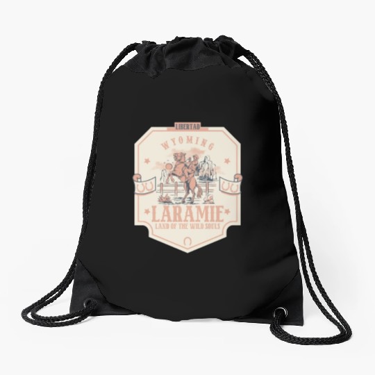 laramie wyoming wild west town Drawstring Bags
