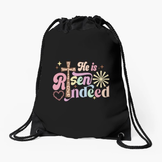 He is risen indeed Drawstring Bags