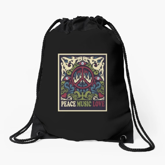 Psychedelic music Drawstring Bags