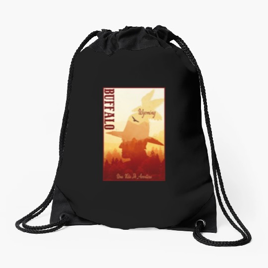 Buffalo Wyoming wild west town Drawstring Bags