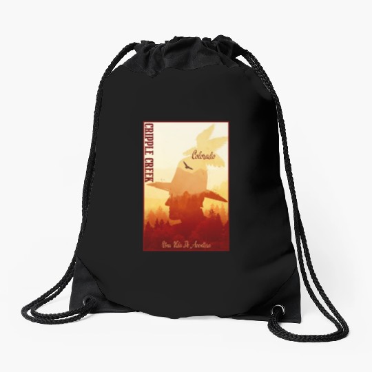 Cripple Creek Colorado wild west town Drawstring Bags