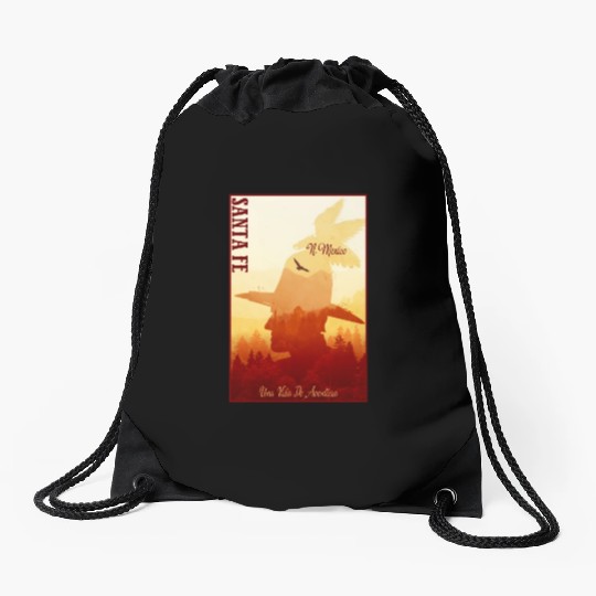 Santa Fe New Mexico wild west town Drawstring Bags