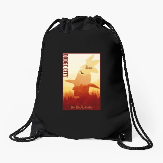 Dodge City Kansas wild west town Drawstring Bags