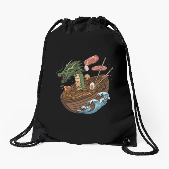 Ramen Soup and Dragon Boat Design Drawstring Bags