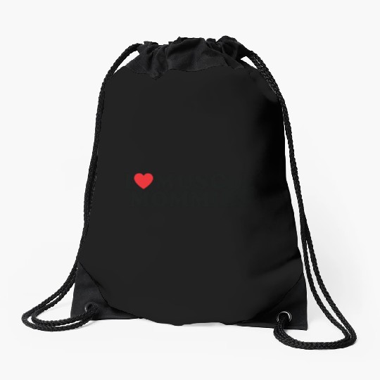 I Love Muscle Mommies, I Heart Muscle Mommies Drawstring Bags