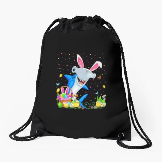 Shark Fish Easter Egg Hunting Hammerhead Shark Eas Drawstring Bags