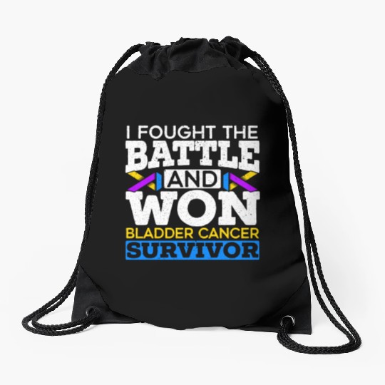 Fought The Battle And Won Bladder Cancer Survivor Drawstring Bags